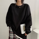 Solid Color Oversized Sweatshirt-Outfit