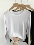 Fongt Comfortable Super Soft Modal Cotton Long Sleeve T-Shirt Women's Spring New Solid Color Round Collar With A Bottom Top-Outfit