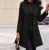 Fongt And Winter Long Korean Version Of The Lady's Collar Showing Thin Solid Color Slim Woman's Hair Coat Woman