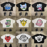 Boxy Fit Tee Cartoon Spoof Printing Beauty Trend Loose Long-Outfit