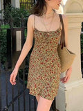 Vintage Floral Slip Mini Dress-Outfit