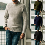 Fongt And Winter New Fashion Retro Men's Solid Color Casual Round Collar Jumper Sweater Men's