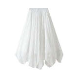Fongt A Word Half-Dress Woman 2025 New Medium Long Gentle Fairy Yarn Skirt Wave Hem 2139
