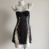 Fongt Thin Pajamas 2025 New Female Summer Pure High-End Feel Beautiful Breast Open Sexy With Chest Pads With Slinging Skirt