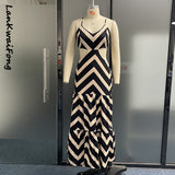 Summer Sexy Casual Strap Print Dress Women's Slim Fit Combination Elegant Party Evening Dress-Outfit