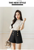 Women's Pants 2022 Summer Stretch Button Up Wide Leg Pants Women's High Waist Suit Short Women Solid Zipper Basic Sexy Shorts