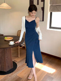 Fongt Xixi 2025 Summer New High-Waisted Temperament Elegant Sling Dress Senior Long Dress Female 88222