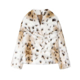 Fongt Explosion Women's Fashion Artificial Leopard Pieds Effect Short Jacket