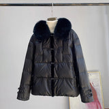 The New Chinese Wind Fox Fur Collar Can Take Off Fur Down Jacket Short Mink White Duck Down Winter Coat Female-Outfit