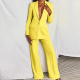 Women's Formal Office 2PCS Sets Solid Blazer Suits and Pants Sets Slim Fit Women's Pants Suits Sets Temperament