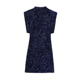 Fongt Women's Beads Dress Dress Sleeveless Party With Cushioned Shoulder Mini Dress Y2K