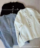 Neck Short Sweater Women 2024 Fall New Design Sense Minority Soft Waxy Lazy Sweater Sweater Girl-Outfit