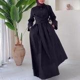 Fongt New Women's Autumn Collar Shirt Dress High-Rise With Commuter Dress