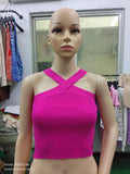 Fongt Cross Hanging Neck Knit Sling Small Vest Bare Back Tight Show Thin Bandage Wipe-Outfit