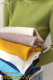 Half-Thigh Collar Sweater Women Korean Long Sleeve Slim Knitted Undershirt Fashion Elegant Casual Soft Basics