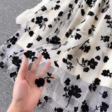 Fongt Temperament Short Double Buckle Suit Jacket Female High-End Velvet Mesh Sling Dress Two Sets