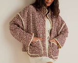 Fongt Women's Explosion French Vintage Printed Cotton Coat