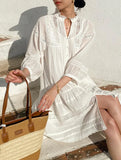 Fongt Spring Vacation Dress Women's French Dresses Summer Women's White Shirt Dress