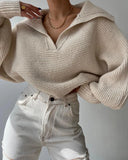 Fongt 2025 Explosion Lazy Loose Lantern Sleeves Lead Lady Short Sweater