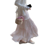 Girl Bow High Waist Slimming Large Skirt-Outfit