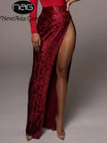 Long Skirt Woman Velour Side Split Solid Color A Line High Waist Skirt Ladies Casual Sexy Party Beach Skirts y2k