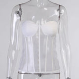 Chest Cup Net Gauze Waist Bra Girl Spring Solid Color Stitching Tie To Put On The Chest-Outfit