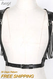 Women PU Leather Crop Top Fashion Adjustable Waist Harness Bondage Belt Tassel Costume Party Stage Performance Tank