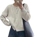 Xiaoxiangfeng Short Sweater Women's 2024 Autumn Soft Waxy Sweet Single-Breasted Round-Neck Sweater Tide-Outfit