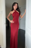 Fongt Summer New Women's Sexy Hanging Neck Solid Color Sleeveless Temperament Waist Dress