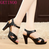 Fashion Genuine Leather Sandals 2021 New High Heel Summer Shoes Gladiator Open Toe Platform Sandals plus