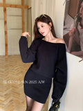 Fongt Xixi 13 Line 2025 Autumn White Standard Temperament Knitted Round Collar Dress With Thin High Waist Short Dress Woman 25505