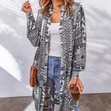 Fongt Beach Coat Bohemian Shirt Clips Loose Casual Printed Long Cardigan Women's Clothing
