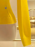 Fongt Big Collar Elegant Knitted Jersey Solid Color Front Row Fake Button