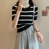 Fongt Knitted Shirt Girl 2023 Summer New Ocean With Small Thin