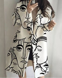 Autumn Long Sleeve Collar Printed Woolen
