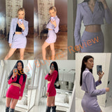 Piece Sets Women Blazer Suits Long Sleeve Crop Coat High Waist Mini Skirt Suit Autumn Clothes Streetwear 2 Pieces