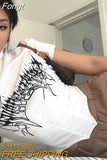 Y2K Graphic Print Corset Basic T-shirts Women Harajuku Sexy Slim Crop Tops Gothic Hollow Out Casual O-neck Tees