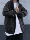 Men's Vintage Wash Black Zip-Up Hoodie-Outfit
