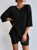 Fongt 2025 Fashion Casual Spring Round-Neck Loose Women's Shorts Set
