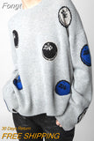 Jacquard Sweater Women 2023 Autumn Winter Round Neck Wool Fashion Pullover Casual Streetwear Sweaters Jumpers