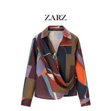 Fongt Homemade New Women's Oceanic Smouse Classic Printed Double-Dish Shirt