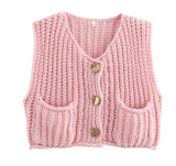 Fongt Women's Explosive Coarse Knitted Vest Cardigan