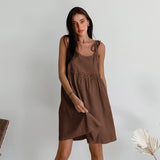 Fongt Cotton Dress Woman 2025 New Spring And Summer Holiday Wind Loose Sling Skirt A-Word Skirt