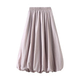 Fongt 2025 New High-Rise Thin Flower Thigh Lantern Skirt Mid-Length Skirt Women 0503