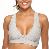 Women Push Up Fitness Tank Tops Deep V-neck Backless Breathable Bra Workout Underwear