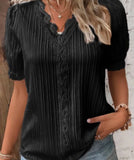 Fongt Summer New Holiday Fashion Hollow Short-Sleeved Women's Shirt