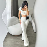 Fongt Women's Spring And Summer Generous Collar Short Umbilked Low-Waist Micro-Horns Thin Knitting