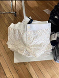 Women Soft Cotton Front Buttons Shorts 2023 Summer Vintage Low Waist Female Chic Bottoms-Outfit