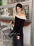 Fongt Xixi 2025 Autumn White Standard Korean Version Of Elegant Temperament Collar Tie With Thin Knitted Shirt Top Lady 89569