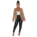 Fashion Avant-Garde Women's Big Lapel V Neck Long Sleeve Suit Single Woman-Outfit
